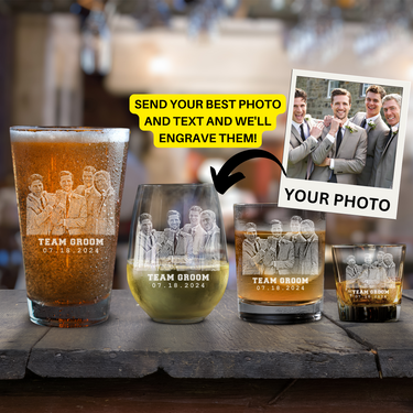 Custom Portrait Wedding Glass | Photo on Glass Drinkware